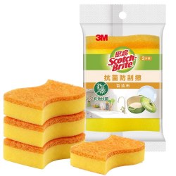 3M 百洁布清洁抗菌净味海绵防刮擦锅去污家用厨房