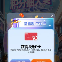 SHEVEU赛逸海外京东自营旗舰店积分大转盘实测5E卡和50京豆