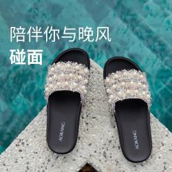 奥康 甜美女拖鞋珍珠装饰厚底增高外穿夏季凉拖女小香风配裙子舒适百搭