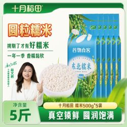 十月稻田 东北圆粒糯米2斤江米黏糯米粽子酿酒真空