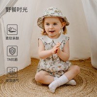 欧孕 婴儿衣服夏季琵琶包屁衣薄款宝宝连体衣无袖背心哈衣竹棉睡衣