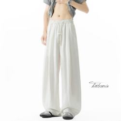 月伊纺 夏季新款宽松透气休闲男士天丝阔腿裤青年薄款冰丝直筒垂感山本裤