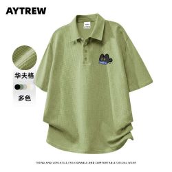 华夫格面料 宽松翻领 男士POLO衫