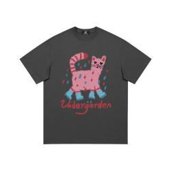 I.T UDG 女装卡通小猫印花韩版宽松短袖纯棉亲肤设计感女士T恤