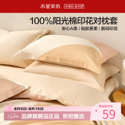 水星家纺 A类40支全棉枕套单件一对 100%纯棉枕罩枕头套单人枕套 北欧·曼乐之城全棉印花对枕套