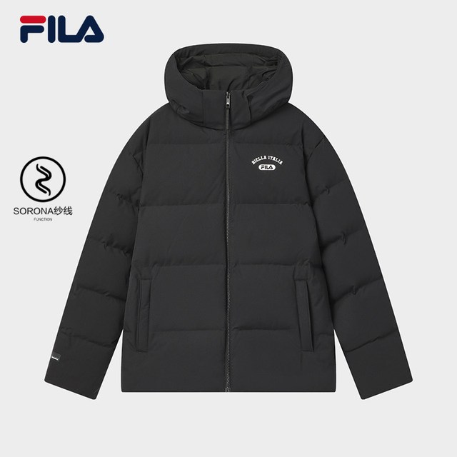 FILA 官方情侣款羽绒服冬新保暖面包服连帽加厚上衣男女