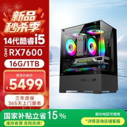 五色鱼 Core i5-14 16GB+1TB RX7600XT 台式电脑主机