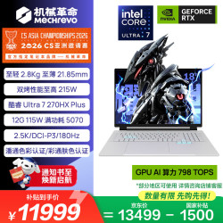 机械革命 耀世18Pro 酷睿Ultra7 270HX Plus RTX5070独显 18英寸 灰