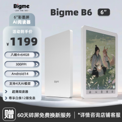 BIGME 轻薄便携 电子书阅读器 B6|4+64GB|白色|彩色墨水屏