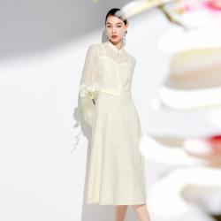 伊芙丽 假两件改良新中式国风旗袍连衣裙女2024春装绝美裙子