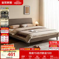 全友 家居床双人床现代简约卧室板木床意式轻奢板式可置物床屏126802B C款高脚床1.8米单床