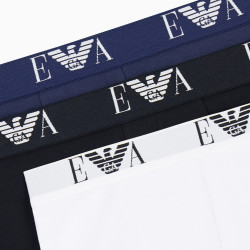 EMPORIO ARMANI 男士弹力棉平角内裤 黑色+蓝色+白色 M码 3条装