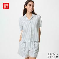 优衣库 麻棉短裤 女装 翠绿色 3XL 482172