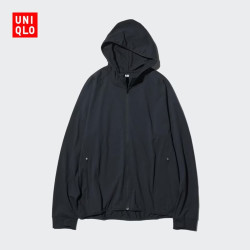 优衣库 男女装DRY-EX速干高弹力防紫外线连帽开衫/防晒服487511 09 黑色 2XL