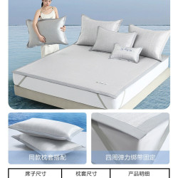 水星家纺 御·水知鱼升级款 XD51KN02 冰丝席 1000D提花 A类抑菌 可机洗 雨灰色 90cmX195cm