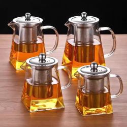茶水分离加厚玻璃耐高温中式茶具 1000ml 透明