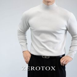 莫代尔 男士半高领修身休闲毛衣含羊毛针织衫