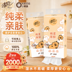 清风 悬挂式抽纸 四层加厚 250抽 柔软家用面巾纸