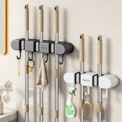 优勤 拖把壁挂夹 免打孔拖布挂钩 卫生间厕所扫把收纳架 门后浴室架