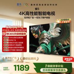 TCL FFALCON 雷鸟 雀5系列 43F295C-JN 液晶电视 43英寸 4K