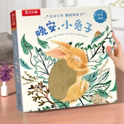 乐乐趣 0-3岁触摸纸板书 亲亲宝贝晚安绘本婴儿晚安幼儿早教书籍启蒙小兔推拉洞洞睡前晚安读物不易撕烂纸板早教机关认知书绘本Q