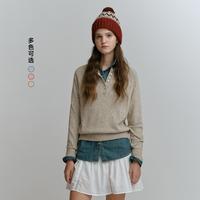 TEENIE WEENIE 小熊 春秋款毛衣 女休闲彩色点子纱长半开襟套头慵懒毛衣