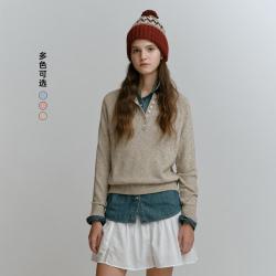 TEENIE WEENIE 小熊 春秋款毛衣 女休闲彩色点子纱长半开襟套头慵懒毛衣
