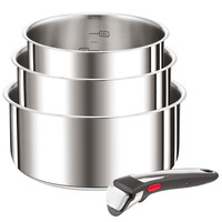Tefal 特福 L898S3 Ingenio Preference On 4 件套砂锅套装 | 16/18/20 厘米 |可拆卸手柄 |适用于至多 250C 的无手柄烤箱 |适用于所有类型的炉灶,包括电磁炉 |不锈钢