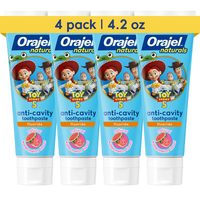 Orajel Naturals 玩具总动员 5 防蛀含氟牙膏,天然西瓜,4.2 盎司(4 件装)