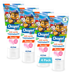 Orajel 儿童狗狗巡逻队防蛀含氟牙膏,天然水果泡泡味,4.2 盎司(4 件装)