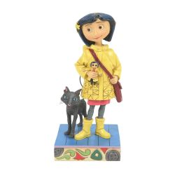 Enesco Coraline by Jim Shore 穿着黄色雨衣小雕像,6.34 英寸,多色