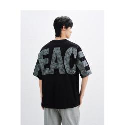 太平鸟 男士短袖大logo印花时尚T恤