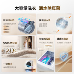 海信 大薄荷12E5S全自动单洗 滚筒洗衣机 12KG大容量活水洗 除菌螨