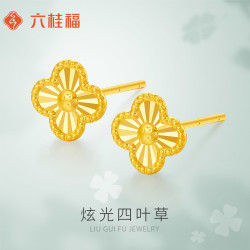 六桂福 流萤夜蝶 18K黄金耳钉 EK0200095-18KY