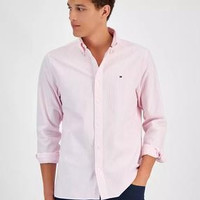 TOMMY HILFIGER 男士常规版型条纹经典牛津长袖衬衫