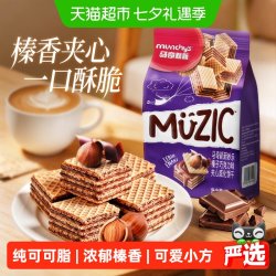 马奇新新 马来西亚威化饼干苏打休闲食品小零食追剧小吃下午茶多口味 榛子味威化90g