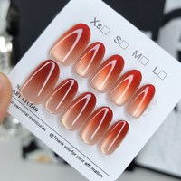 十指尖尖 穿戴甲短款夏日美甲贴片显白冰透粉手工甲猫眼2026新款高级感甲片