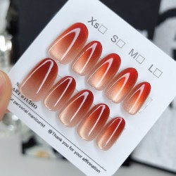 十指尖尖 穿戴甲短款夏日美甲贴片显白冰透粉手工甲猫眼2026新款高级感甲片