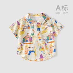 宜爽儿 男童短袖衬衫夏薄款洋气衬衣儿童休闲卡通0-4岁小宝宝可爱单件