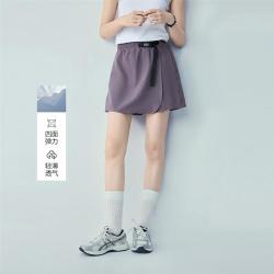 佐丹奴 四面弹腰带女士休闲裤2026年夏季松紧腰时尚简约梭织裙裤短裤女款