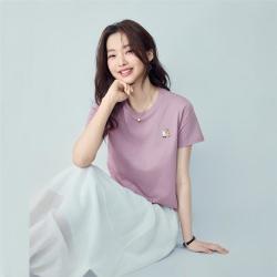 佐丹奴 女士卡皮巴拉刺绣T恤 纯棉圆领短袖