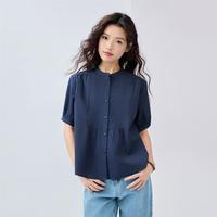 佐丹奴 女士短袖衬衫 纯棉府绸小立领