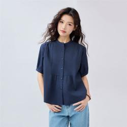 佐丹奴 女士短袖衬衫 纯棉府绸小立领