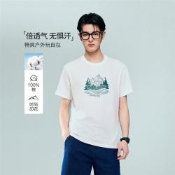 佐丹奴 2026年春夏纯棉登山主题印花男士T恤圆领针织短袖T恤男款