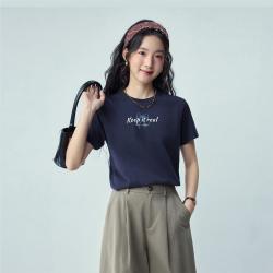 佐丹奴 女式纯棉蝴蝶结印花圆领针织短袖T恤