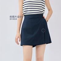 佐丹奴 夏季莱赛尔斜搭片半松紧腰简约梭织裙裤休闲显瘦百搭短裤女款