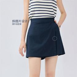 佐丹奴 夏季莱赛尔斜搭片半松紧腰简约梭织裙裤休闲显瘦百搭短裤女款