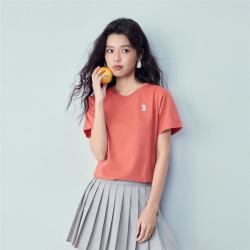 佐丹奴 2026夏季女式T恤纯棉佛系小动物刺绣圆领针织短袖T恤女款