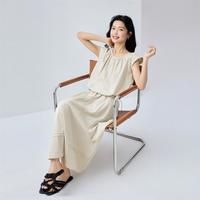 佐丹奴 女士夏季收褶连袖抽绳上衣松紧腰半身裙两件套