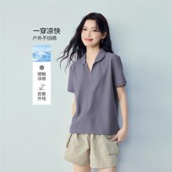 佐丹奴 2026夏季凉感防晒V字娃娃领POLO衫清爽元气上衣女